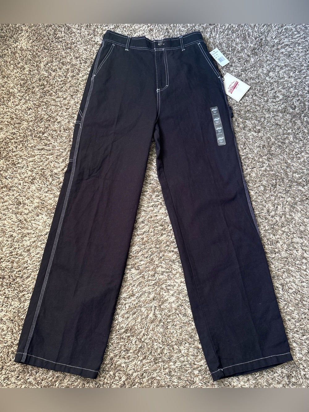 Brooklyn Cloth Black Utility Pants with White Stitching